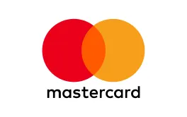 Mastercard logo: overlapping red and orange circles with the word 