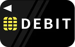 Black debit card with gold chip and 