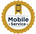 Gold seal with a mobile phone icon and the words 
