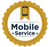 Gold seal with a mobile phone icon and the words 